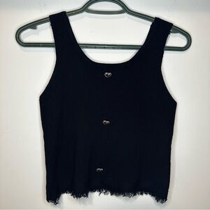 Black Knit Silver Hearts Tank